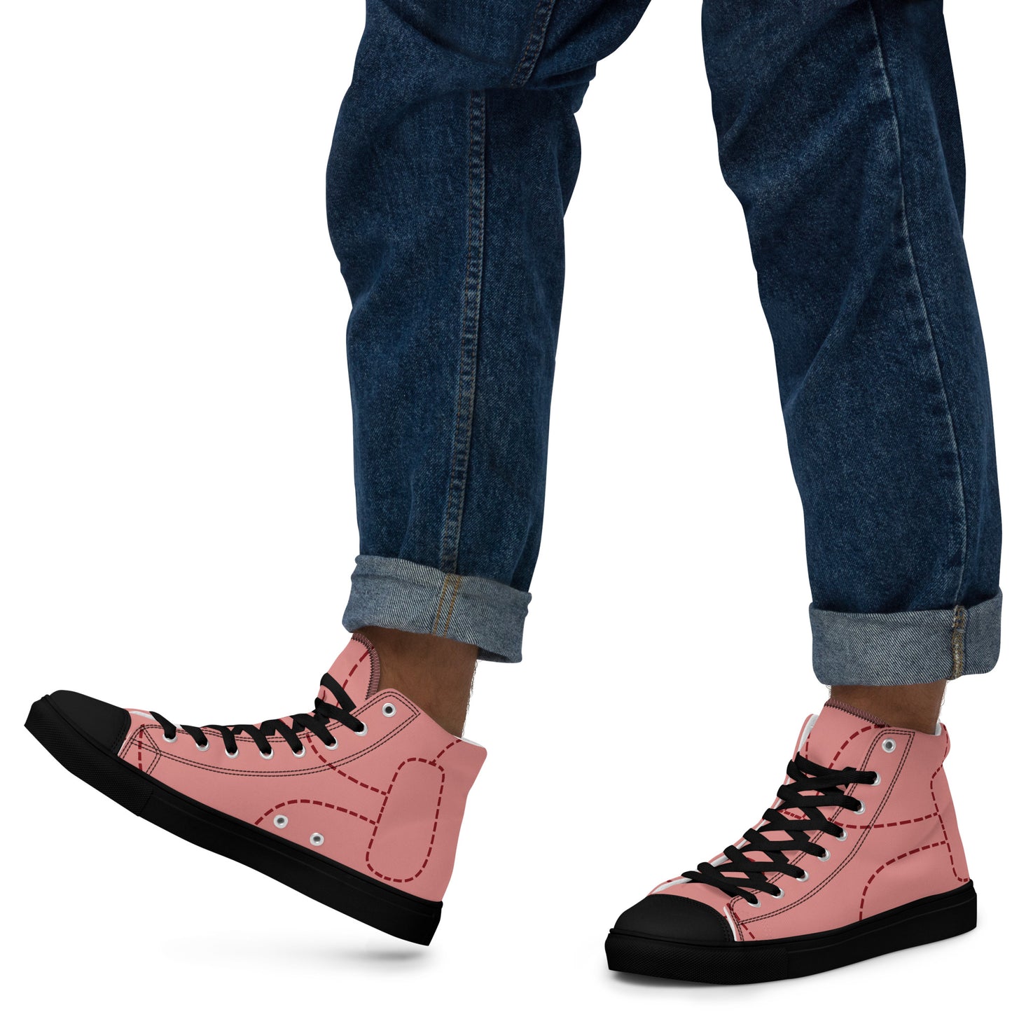 Pink Pig Men’s high top canvas shoes